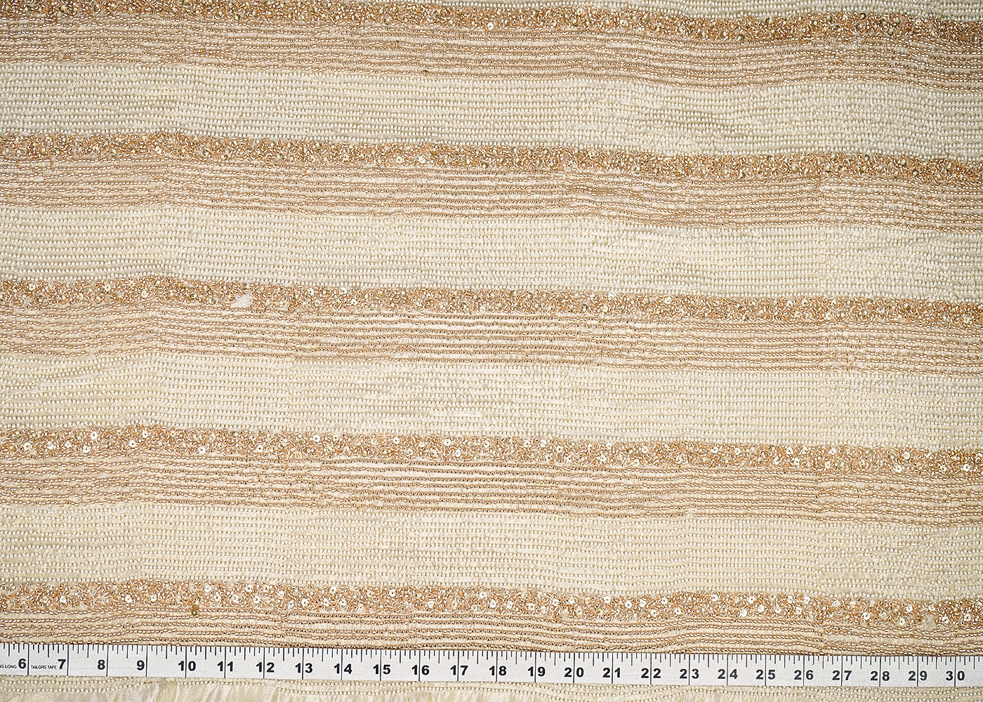 Golden Dyeable Tissue Fabric With All Over Bead And Sequins Work 21726