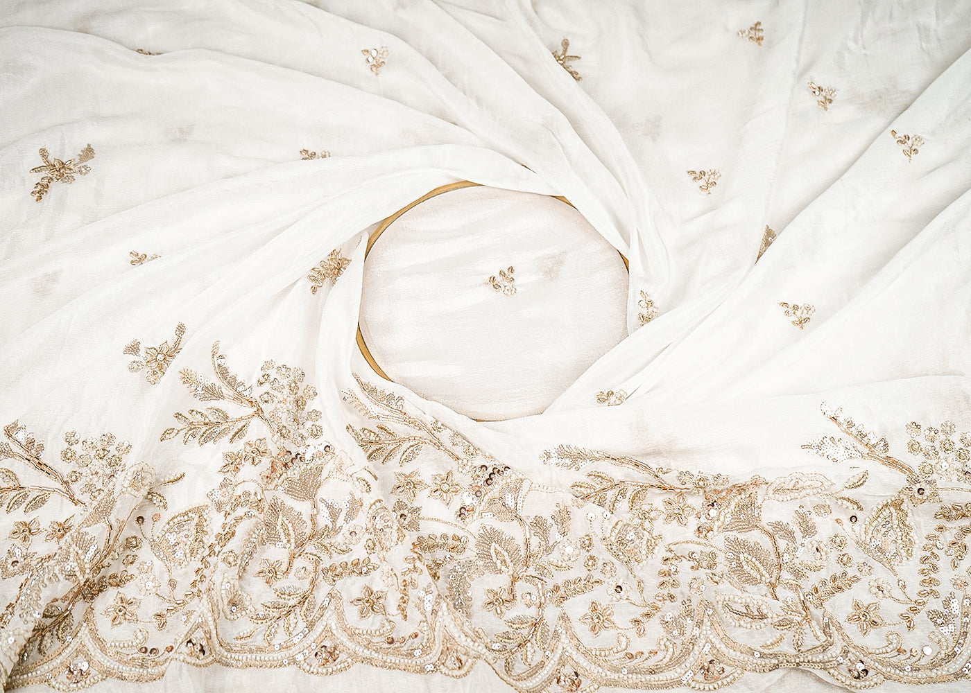 White-Dyeable-Chinon-Chiffon-Fabric-With-All-Over-Buti-Of-Sequins-Bead-Katdana-And-Zari-Work-With-One-Side-Scalloped-Border-21730-close-view