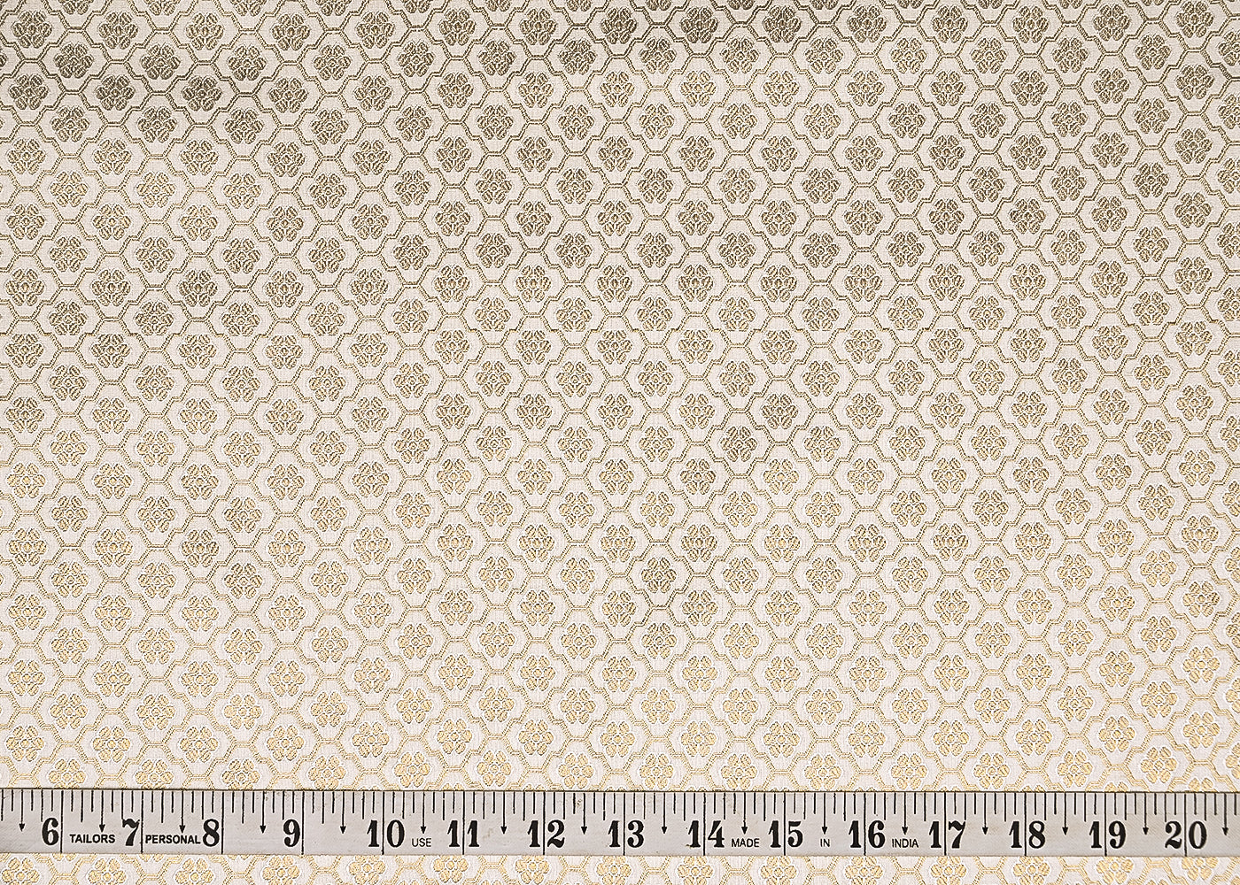 White Dyeable Banarasi Brocade Fabric With All Over Zari Handloom 21742