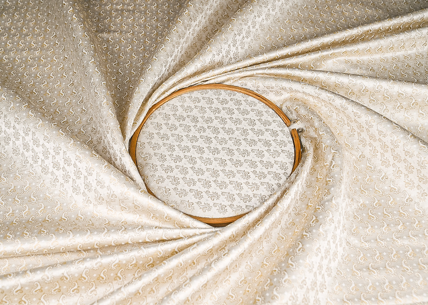 White Dyeable Banarasi Brocade Fabric With All Over Zari Handloom 21745