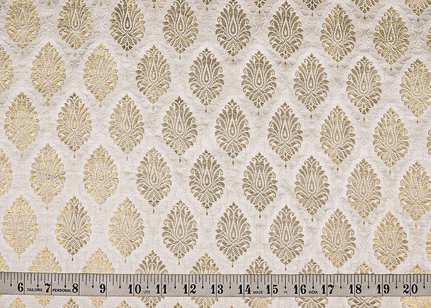 White Dyeable Banarasi Brocade Fabric With All Over Zari Handloom 21746