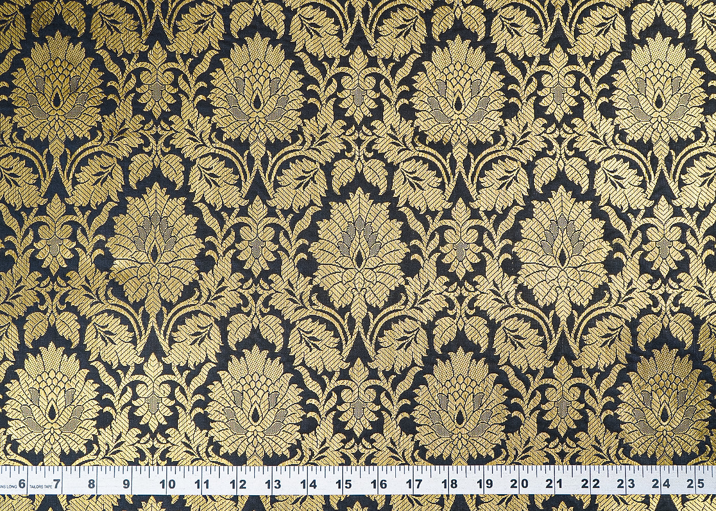 Black-Banarasi-Brocade-Fabric-With-All-Over-Golden-Zari-Handloom-21752-measurement-view