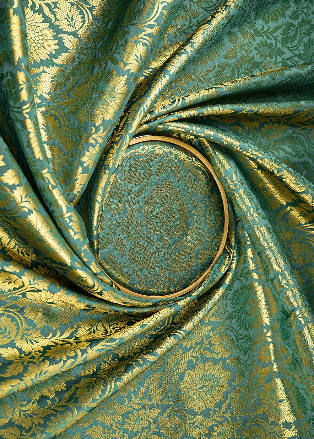 Rama-Green-Banarasi-Brocade-Fabric-With-All-Over-Golden-Zari-Handloom-21754-close-view