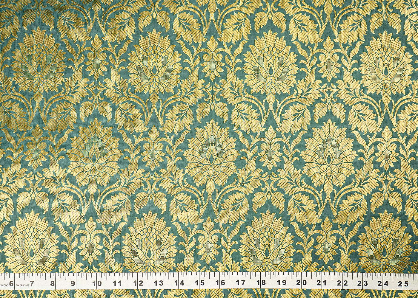 Rama-Green-Banarasi-Brocade-Fabric-With-All-Over-Golden-Zari-Handloom-21754-measurement-view