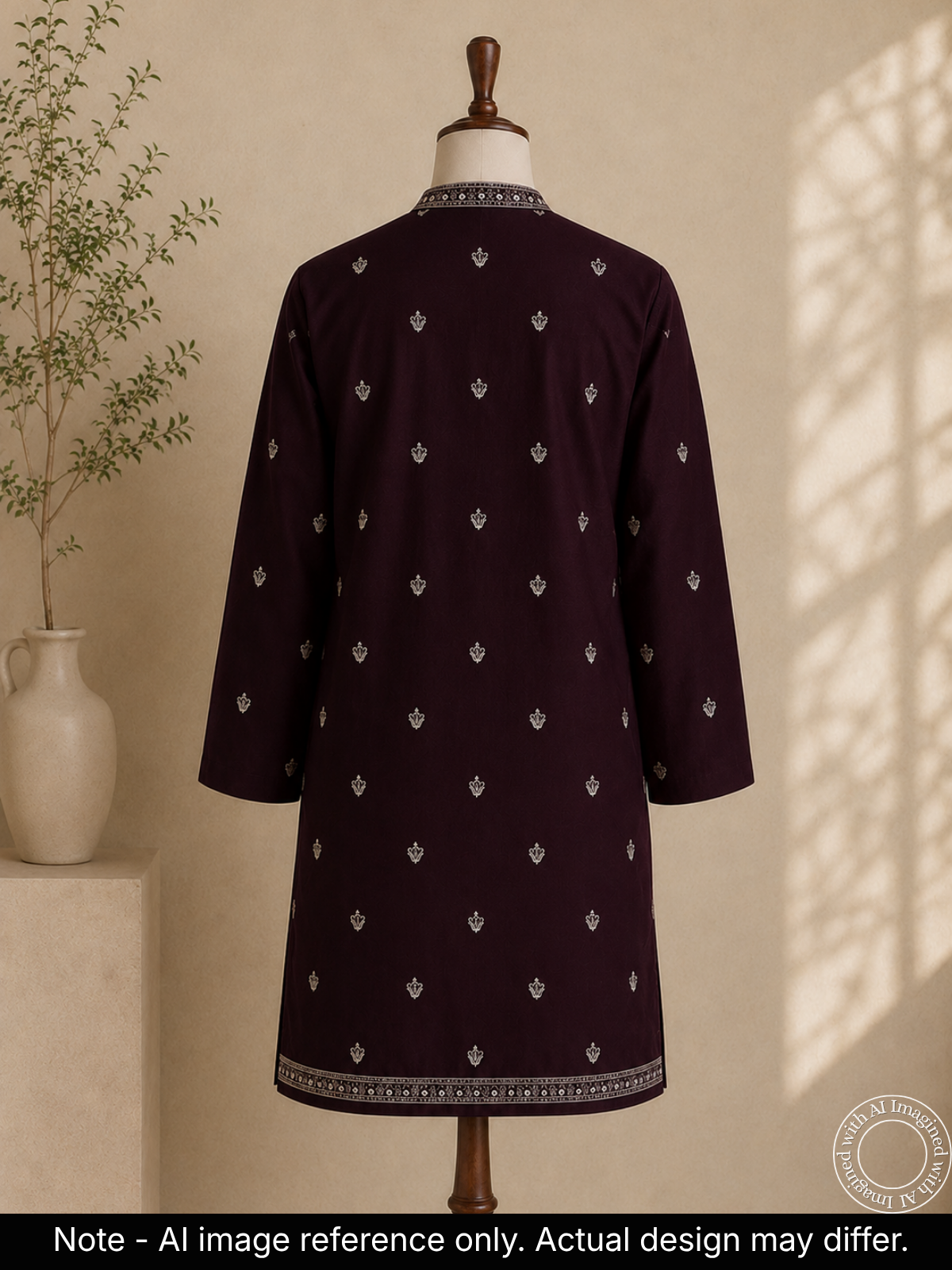 the-kohinoor-unstitched-wine-kurta-fabric-for-men-21769-back-view