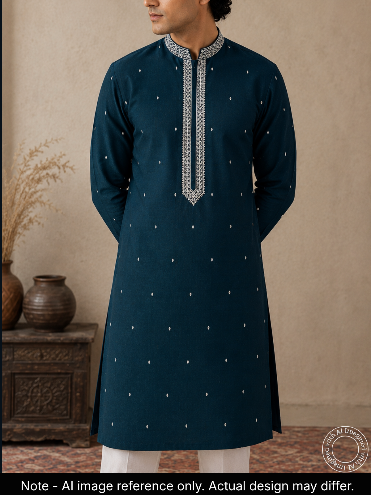 The Kohinoor - Unstitched Teal Blue Kurta Fabric For Men 21772
