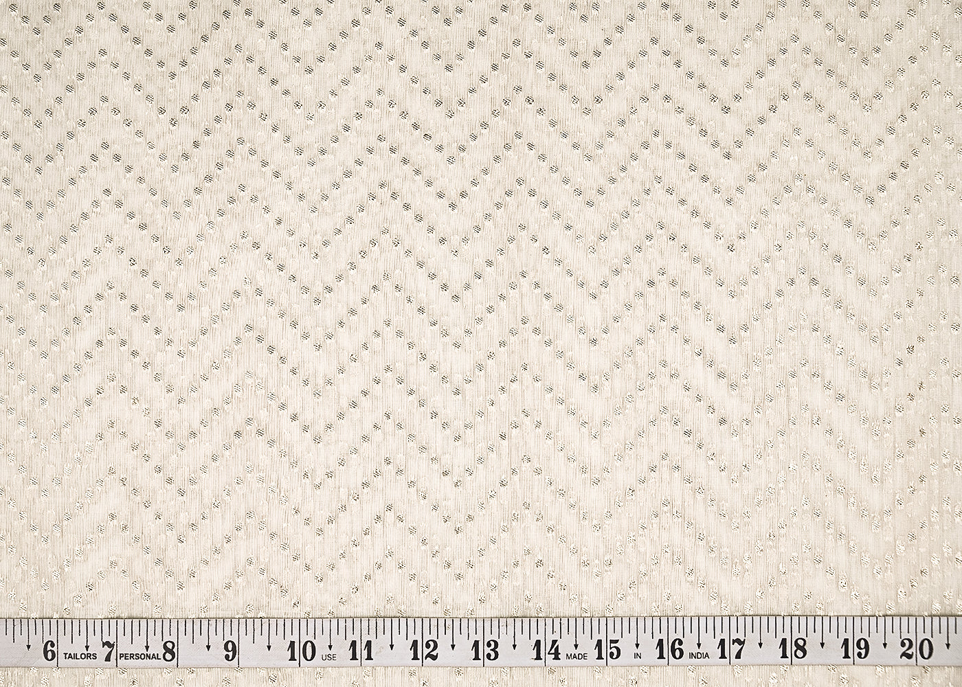 White Dyeable Chanderi Silk Fabric With All Over Dull Gold Zari Handloom 21778