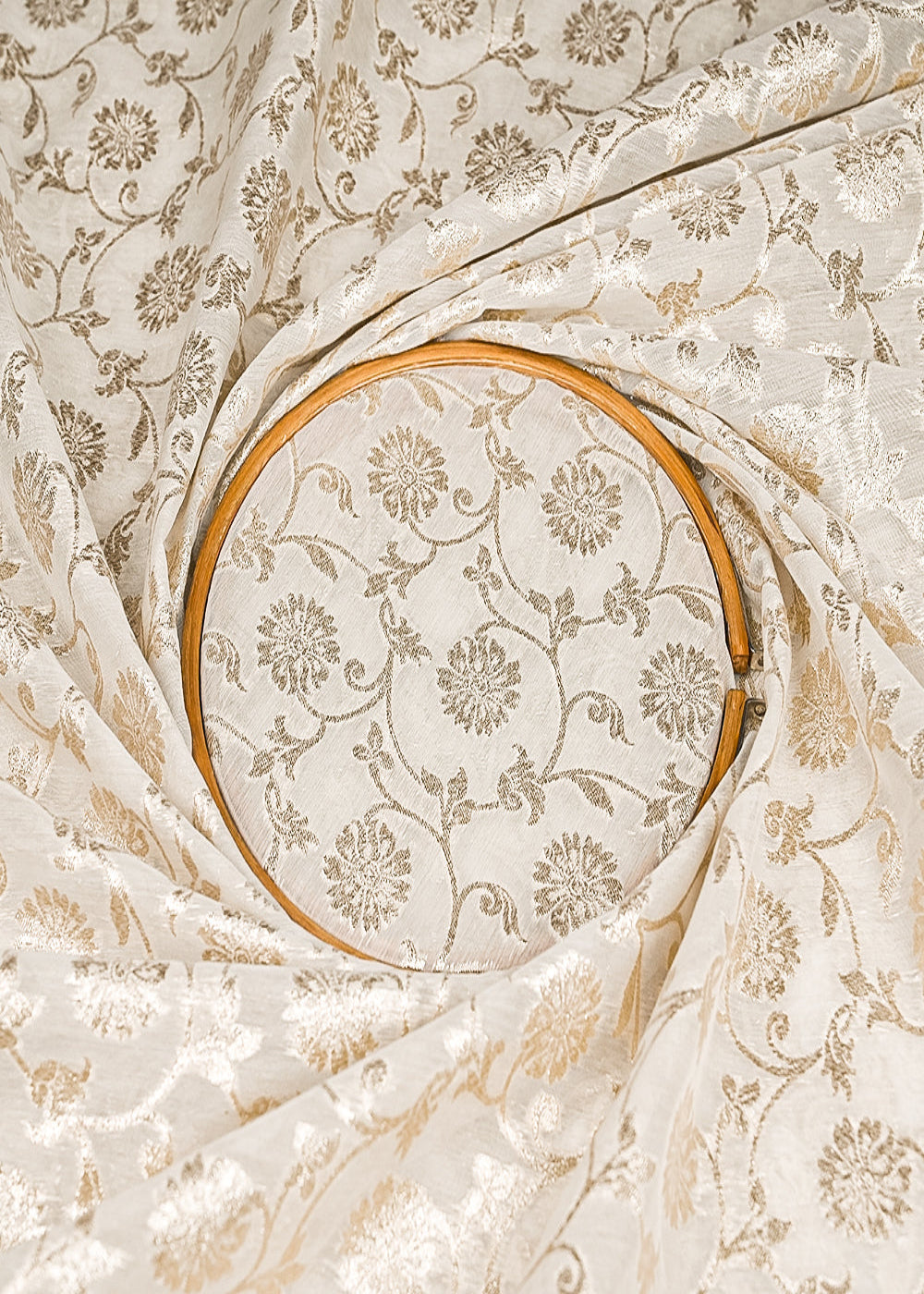 White-Dyeable-Chanderi-Silk-Fabric-With-All-Over-Dull-Gold-Zari-Handloom-21788-close-view