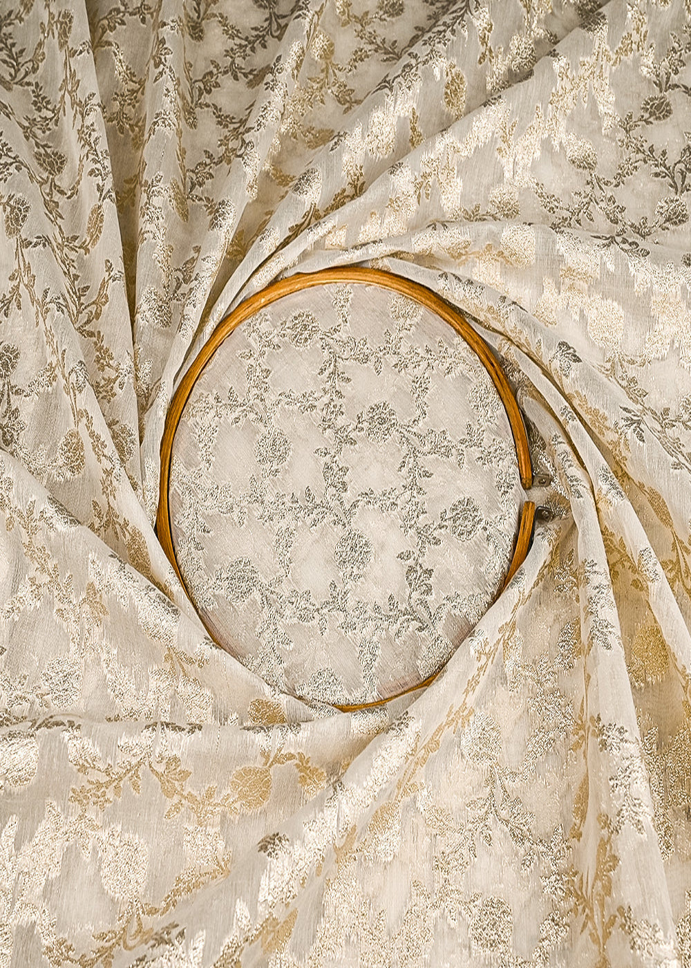 White-Dyeable-Chanderi-Silk-Fabric-With-All-Over-Dull-Gold-Zari-Handloom-21797-close-view