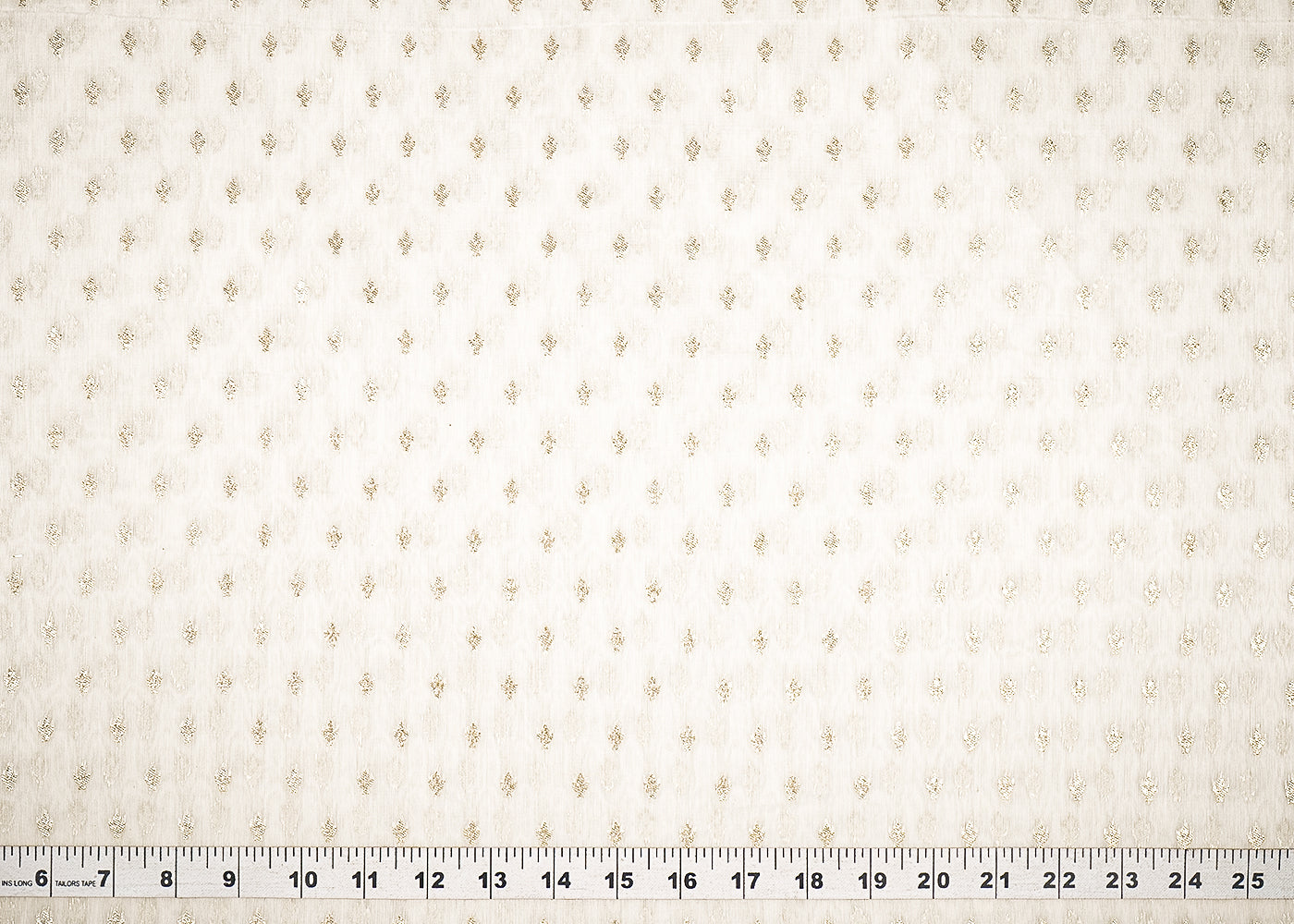 White Dyeable Chanderi Silk Fabric With All Over Dull Gold Zari Handloom 21798