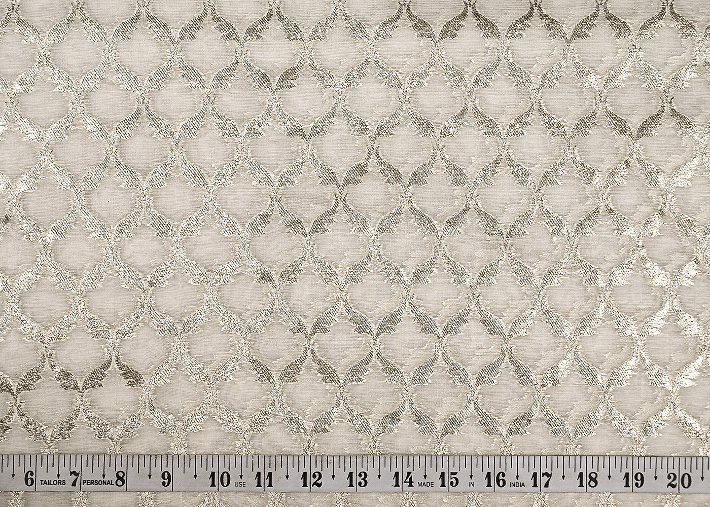 White Dyeable Chanderi Silk Fabric With All Over Dull Gold Zari Handloom 21813