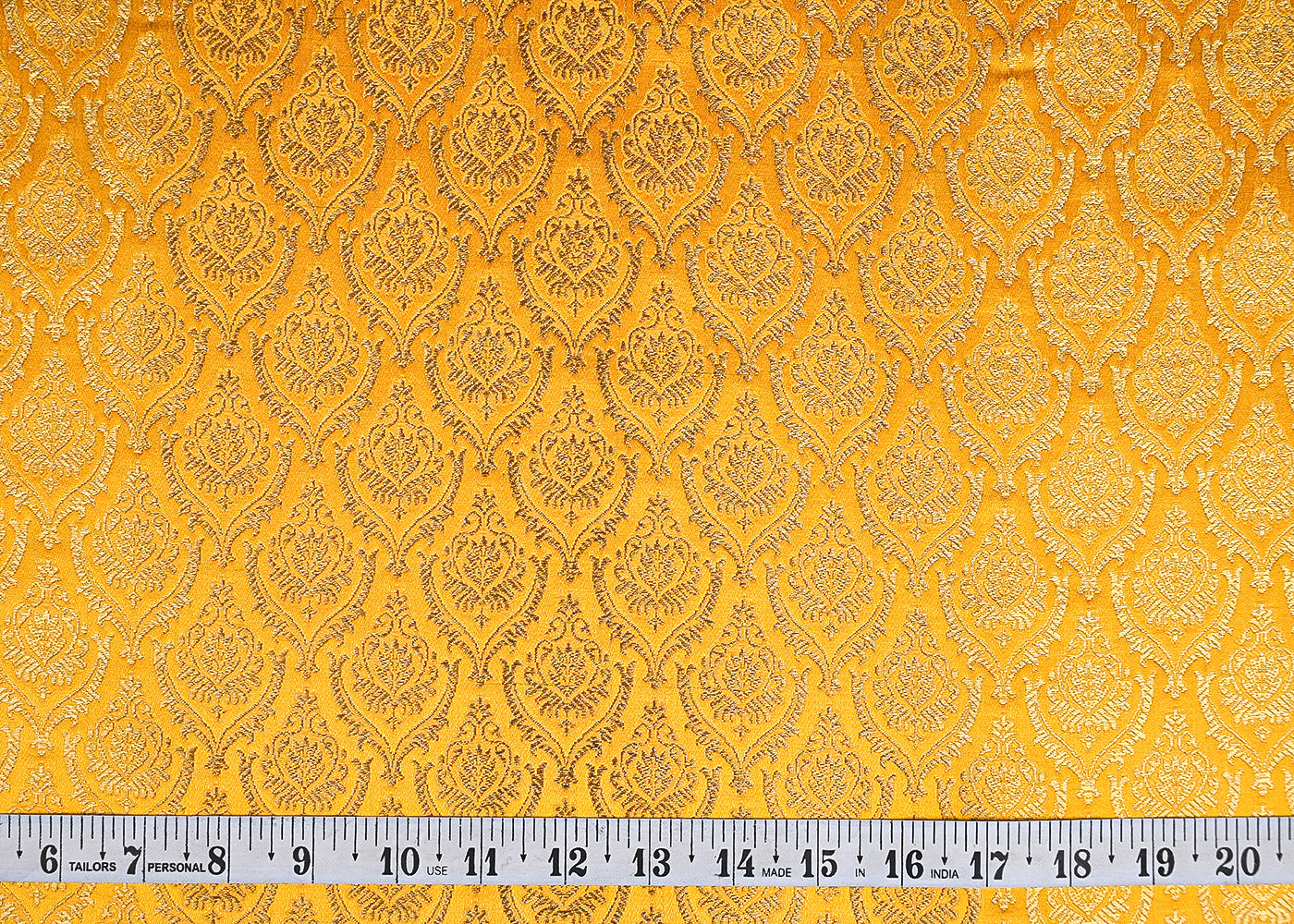 Mustard Banarasi Brocade Fabric With All Over Thread And Golden Zari Handloom 21825