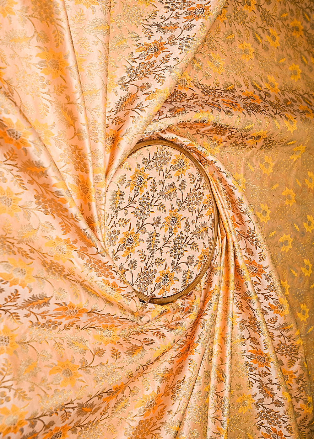 Light-Orange-Banarasi-Brocade-Fabric-With-All-Over-Thread-And-Golden-Zari-Handloom-21827-close-view