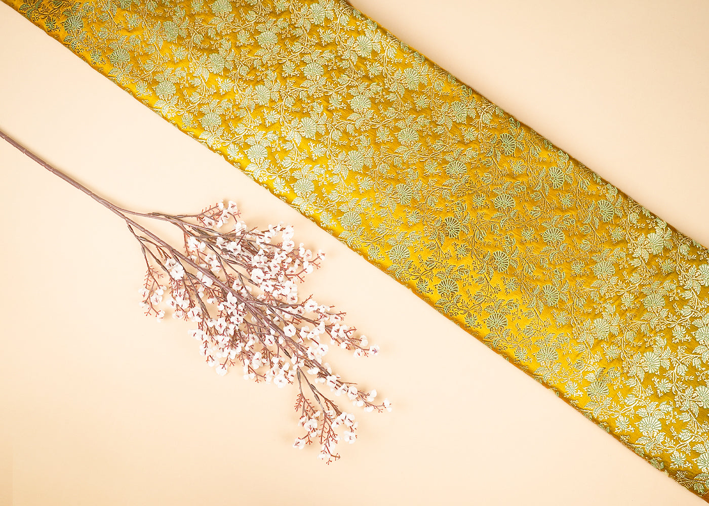 Mustard-Banarasi-Brocade-Fabric-With-All-Over-Golden-Zari-Handloom-21832