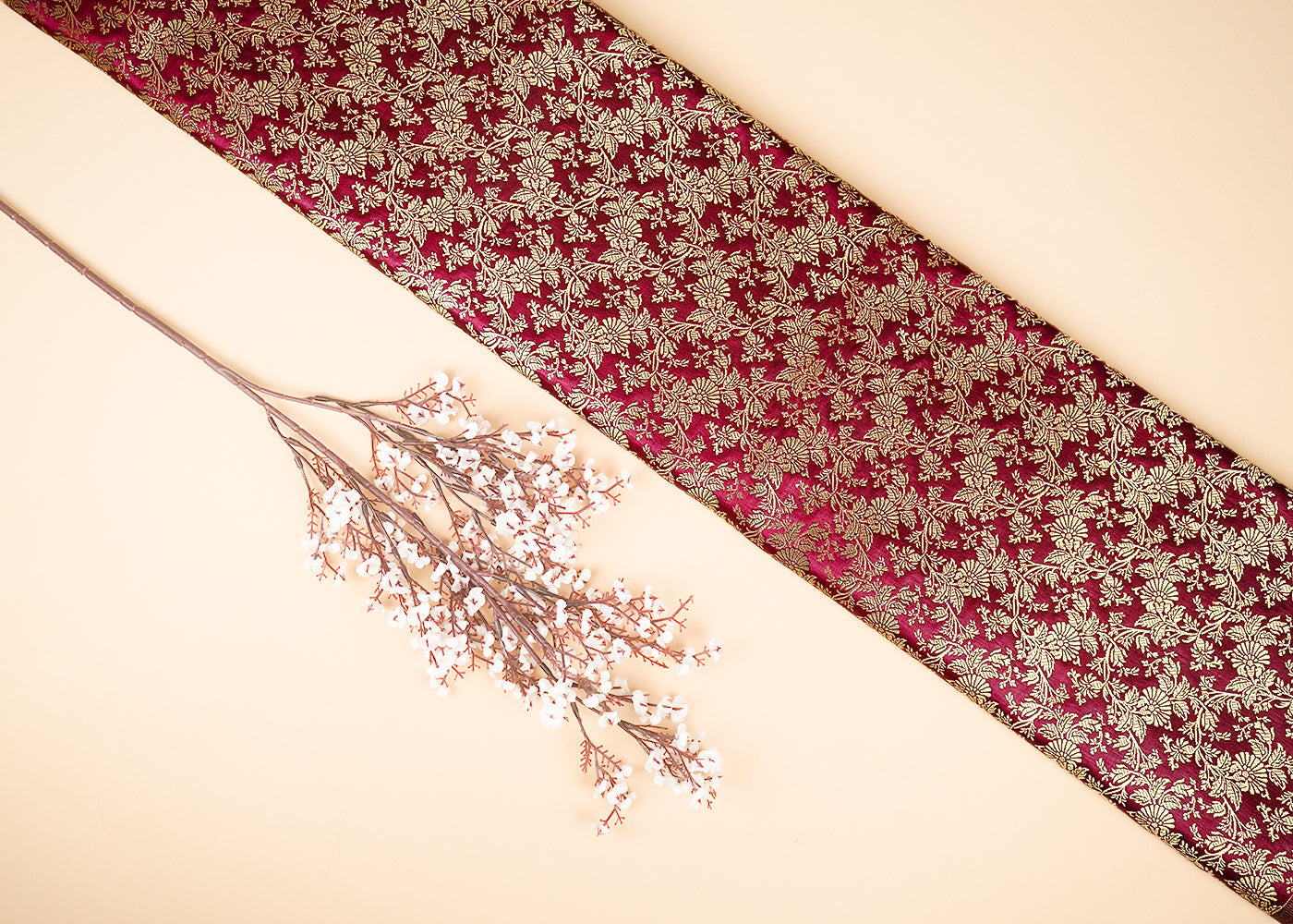 Wine-Banarasi-Brocade-Fabric-With-All-Over-Golden-Zari-Handloom-21833