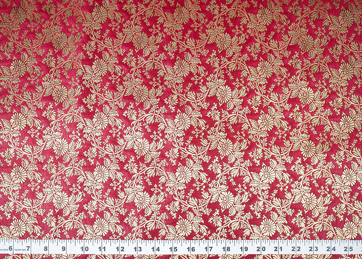 Wine-Banarasi-Brocade-Fabric-With-All-Over-Golden-Zari-Handloom-21833-measurement-view