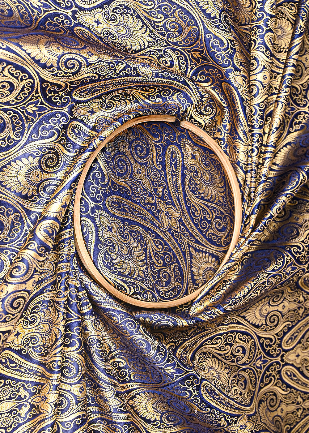 Navy-Blue-Banarasi-Brocade-Fabric-With-All-Over-Golden-Zari-Handloom-21845-close-view