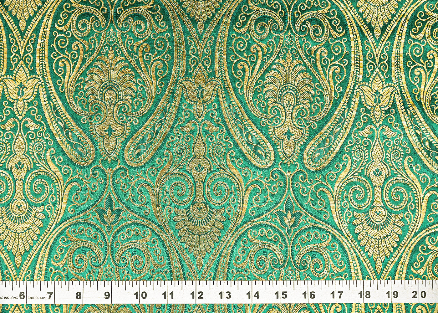 Teal-Green-Banarasi-Brocade-Fabric-With-All-Over-Golden-Zari-Handloom-21851-masurement-view