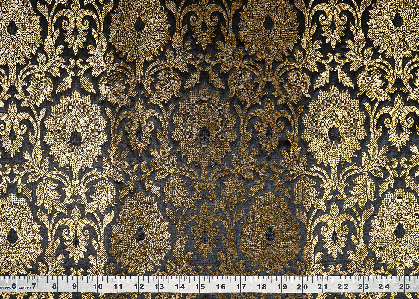 Black-Banarasi-Brocade-Fabric-With-All-Over-Golden-Zari-Handloom-21860-measurement-view