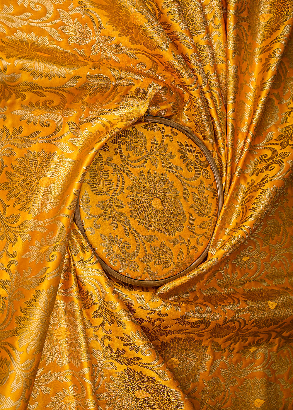 Yellow-Banarasi-Brocade-Fabric-With-All-Over-Golden-Zari-Handloom-21864-close-view