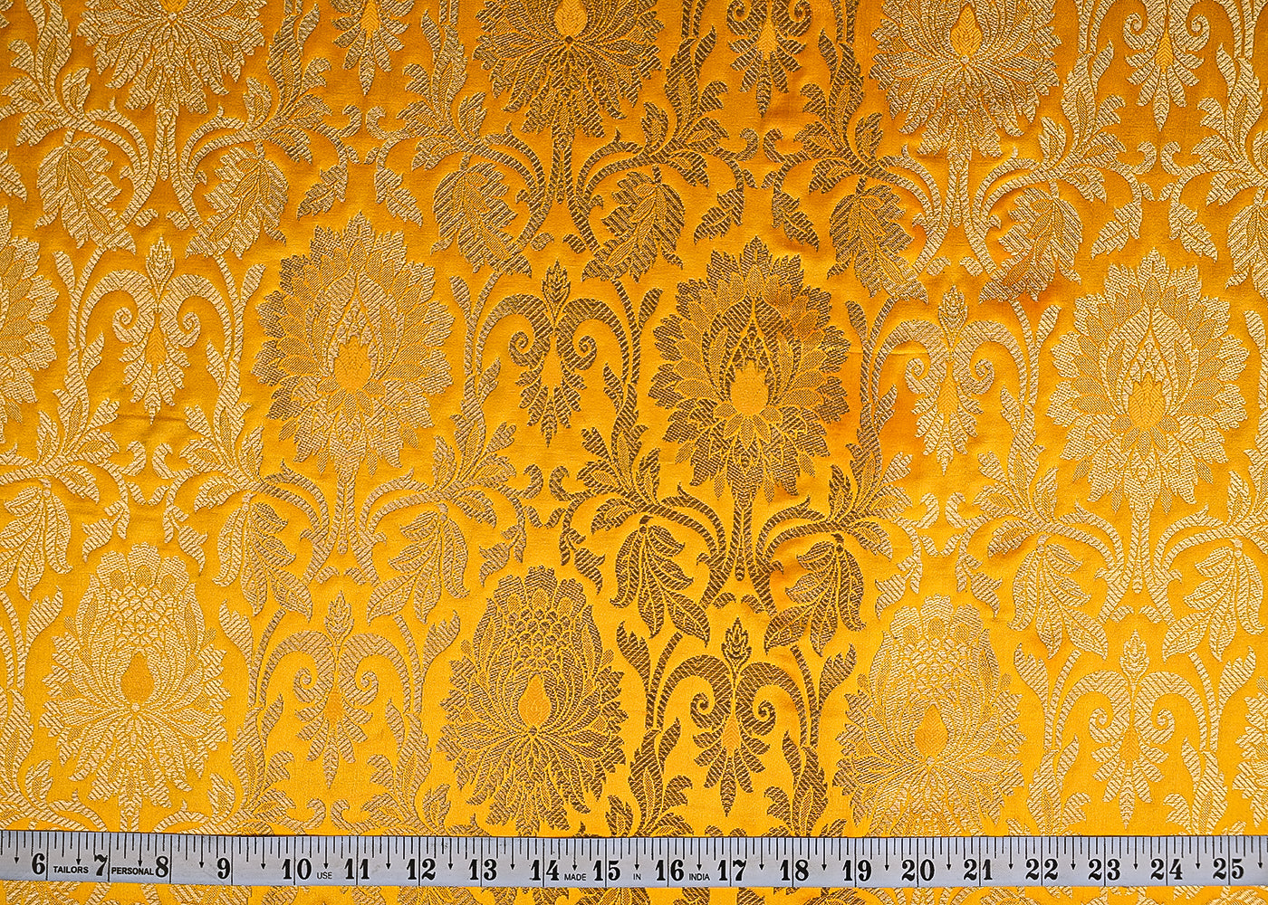 Yellow-Banarasi-Brocade-Fabric-With-All-Over-Golden-Zari-Handloom-21864-measurement-view