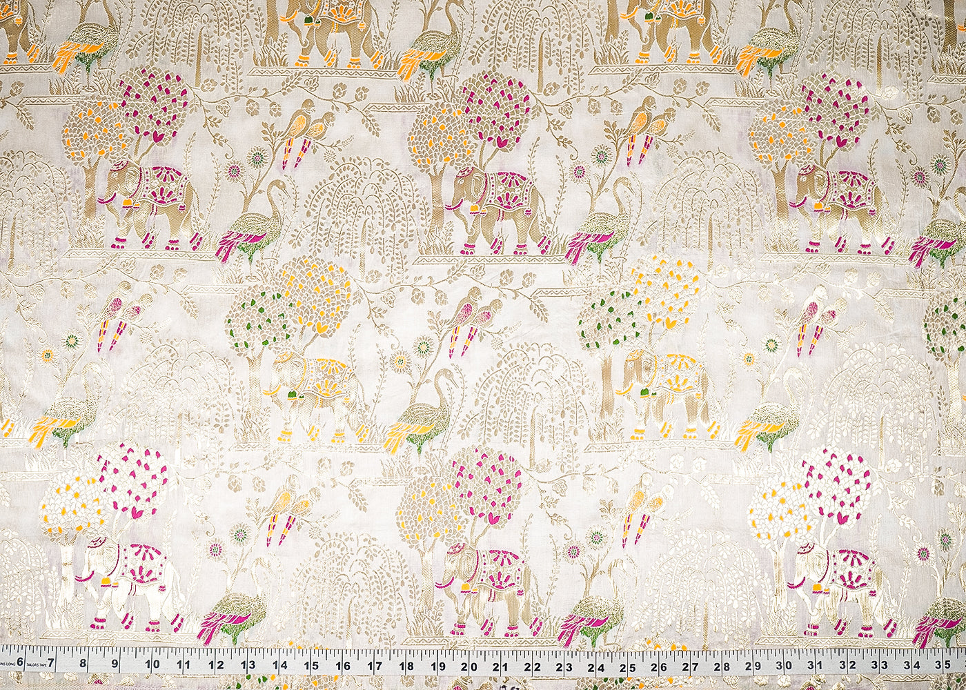 White Dyeable Chanderi Fabric With All Over Zari Handloom 21872-measurement-view