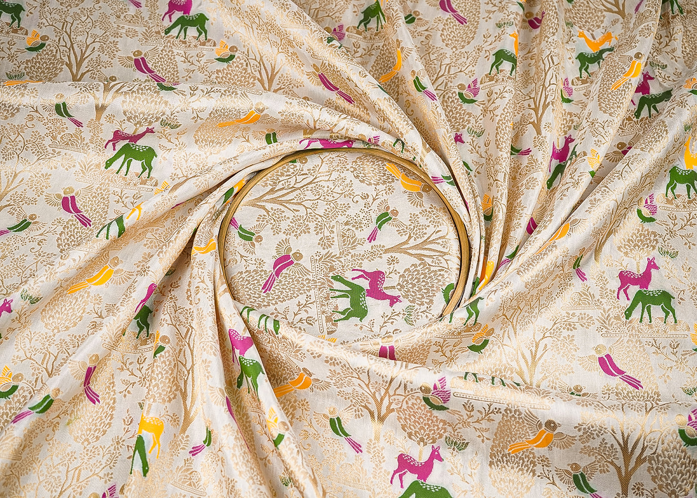 White Dyeable Silk Fabric With All Over Zari Handloom 21874