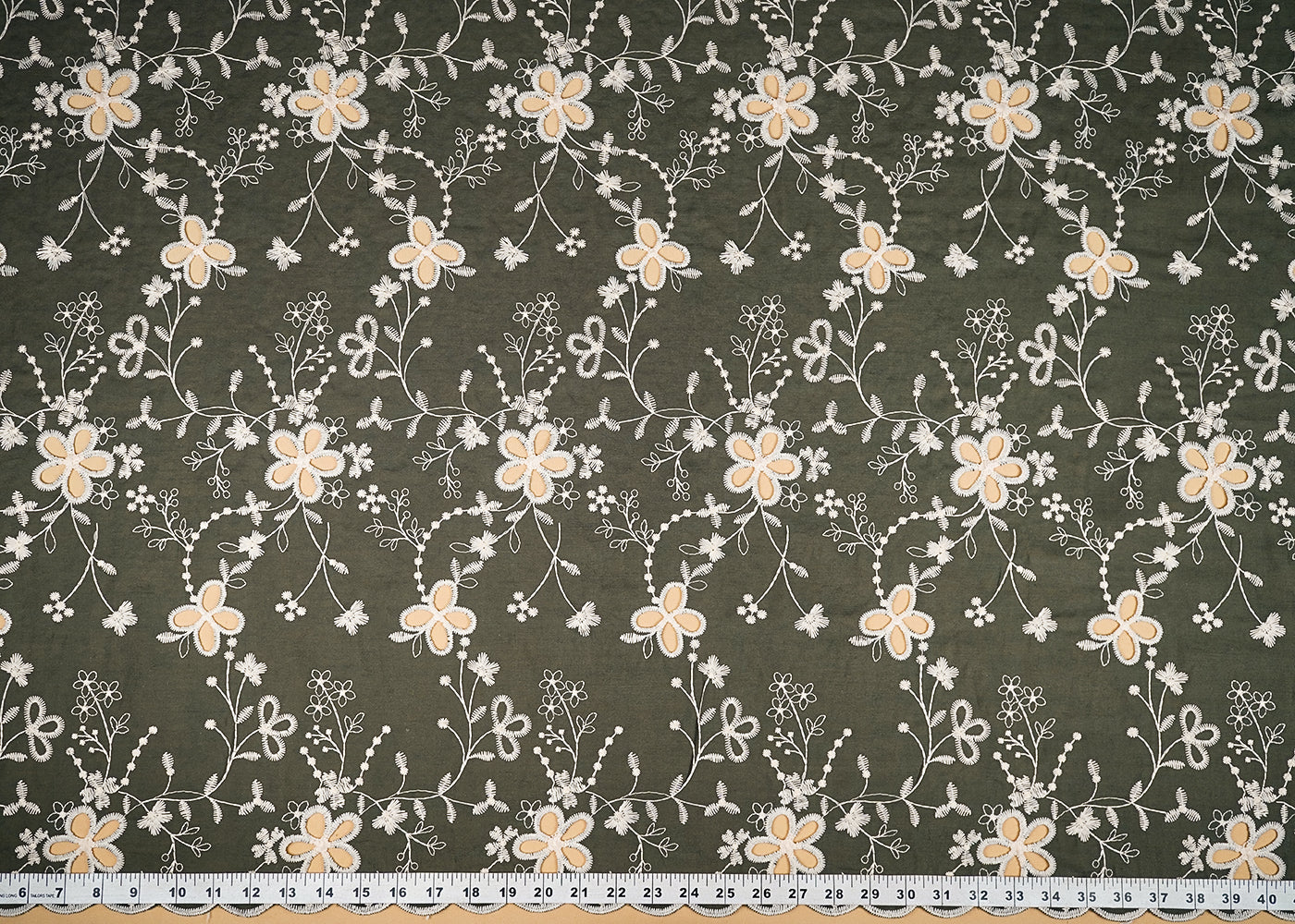 Mehendi-Green-Cotton-Fabric-With-All-Over-Thread-And-Cutwork-With-Scalloped-Edge-21882-measurement-view