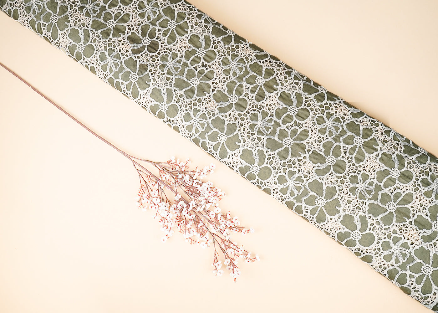 Olive-Green-Cotton-Fabric-With-All-Over-Thread-And-Cutwork-With-Scalloped-Edges-21887