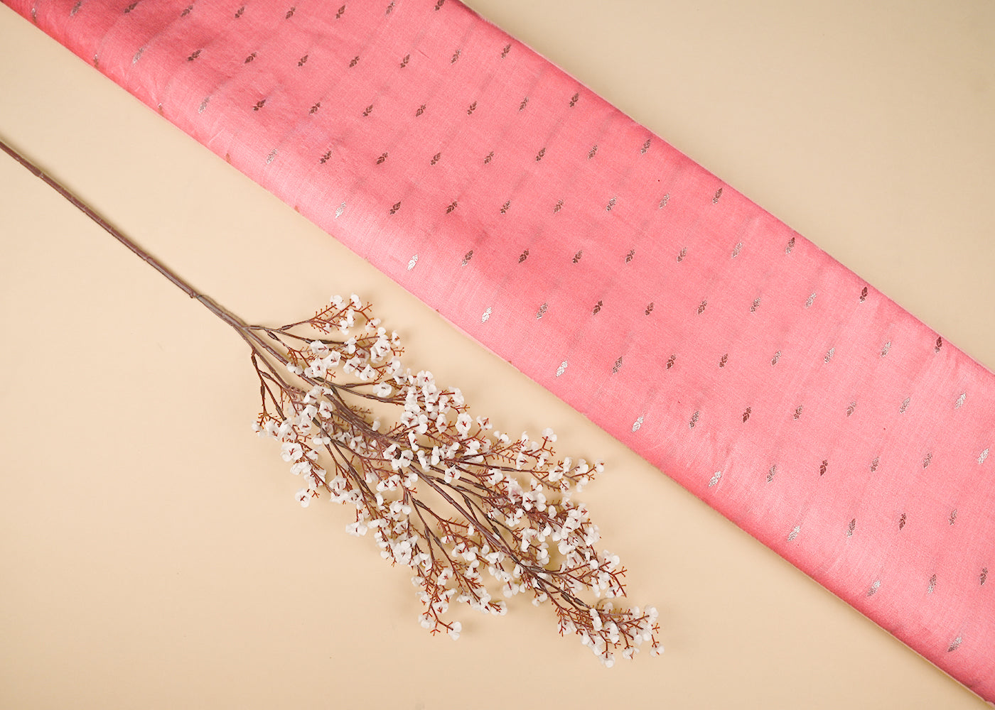 Baby-Pink-Cotton-Silk-Fabric-With-All-Over-Zari-Handloom-21893