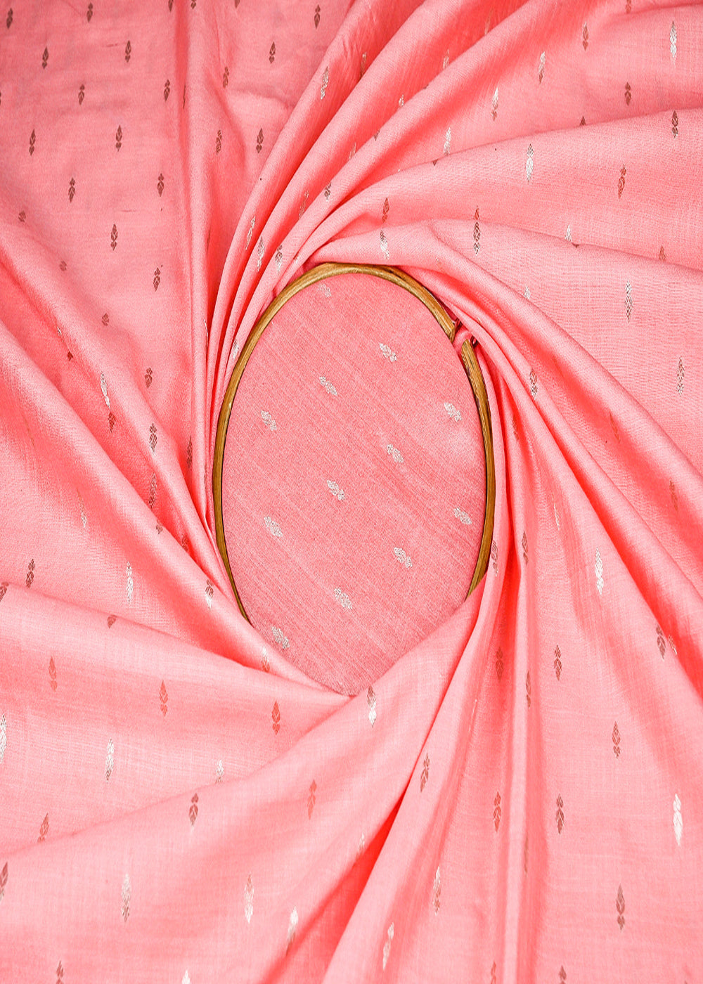 Baby-Pink-Cotton-Silk-Fabric-With-All-Over-Zari-Handloom-21893-close-view