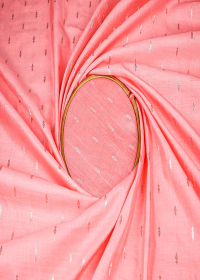 Baby Pink Cotton Silk Fabric With All Over Zari Handloom 21893