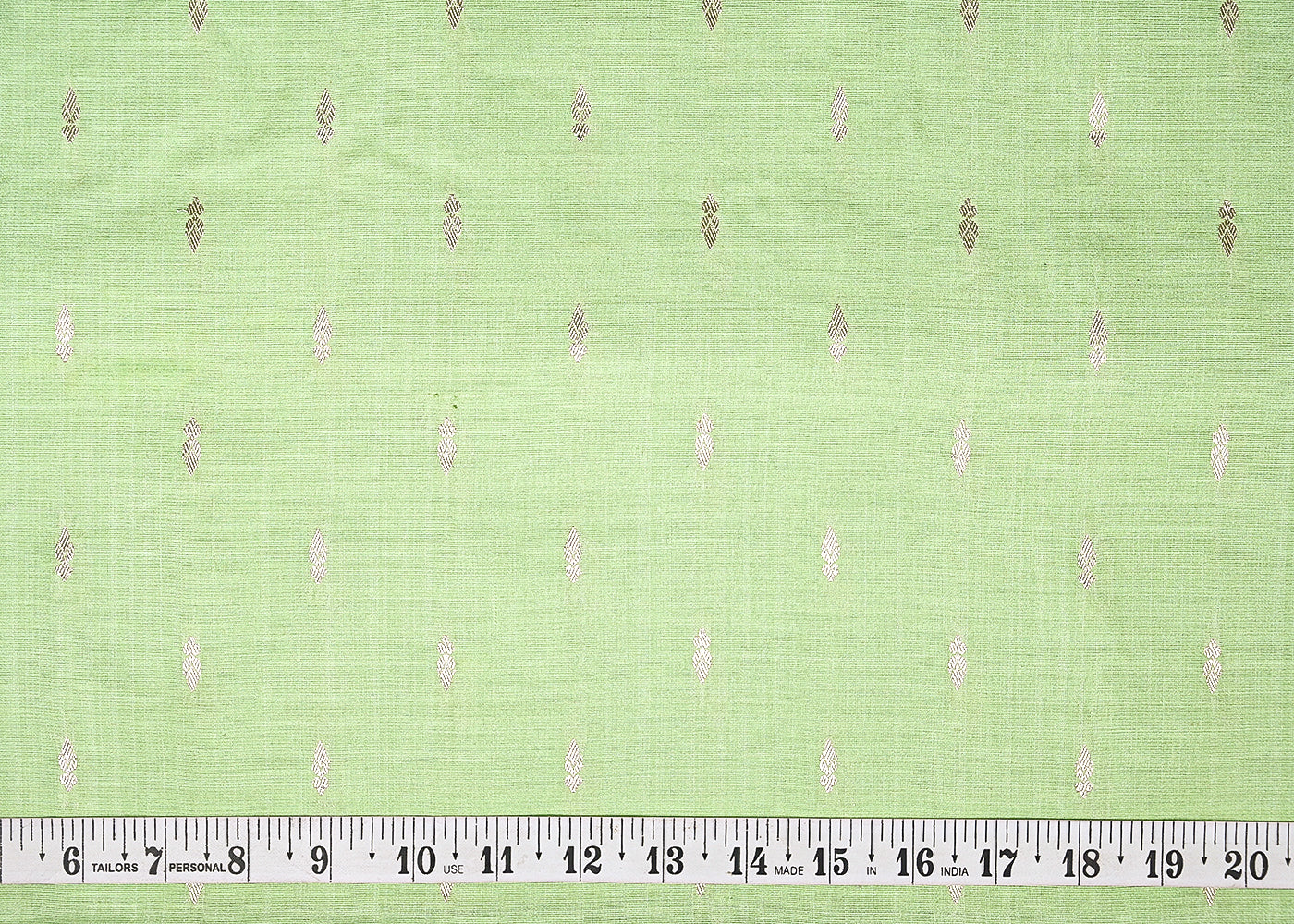 Green Cotton Silk Fabric With All Over Zari Handloom 21894