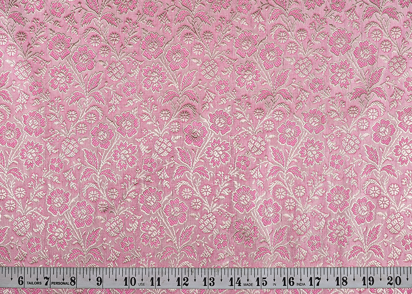 Baby Pink Banarasi Brocade Fabric With All Over Thread And Golden Zari Handloom 21905