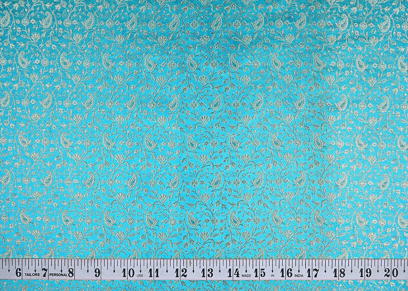 Light Blue Banarasi Brocade Fabric With All Over Zari Handloom 21910