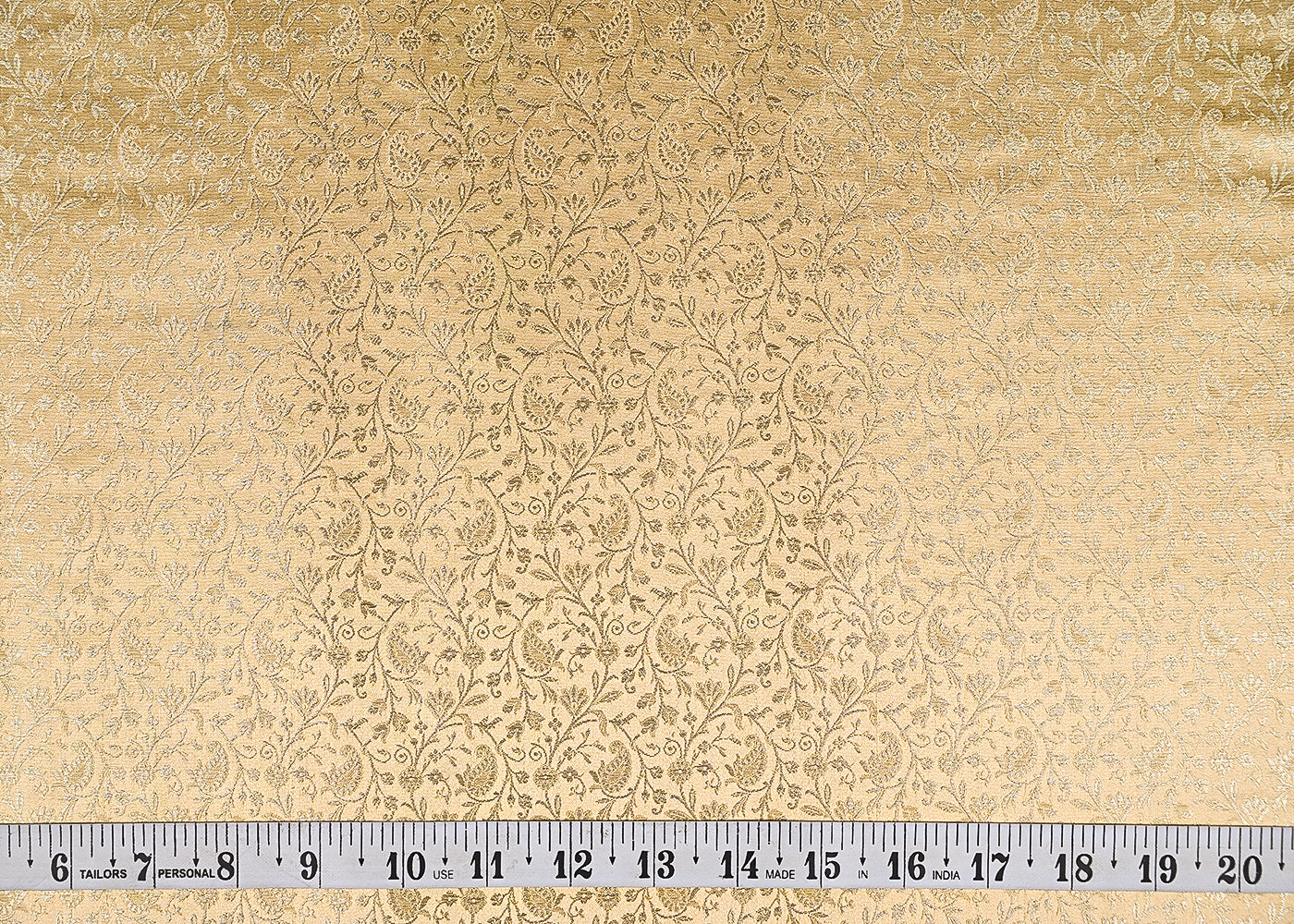 Golden Banarasi Brocade Fabric With All Over Zari Handloom 21911