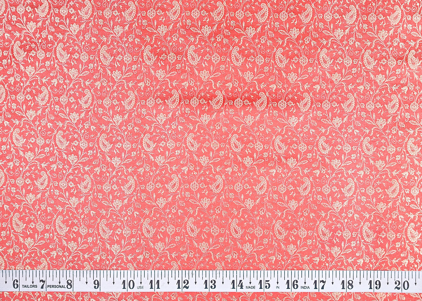 Red Banarasi Brocade Fabric With All Over Zari Handloom 21915