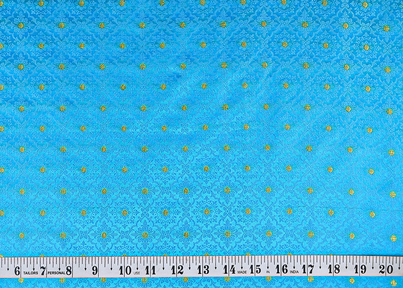 Blue Banarasi Brocade Fabric With All Over Golden Zari Handloom 21918