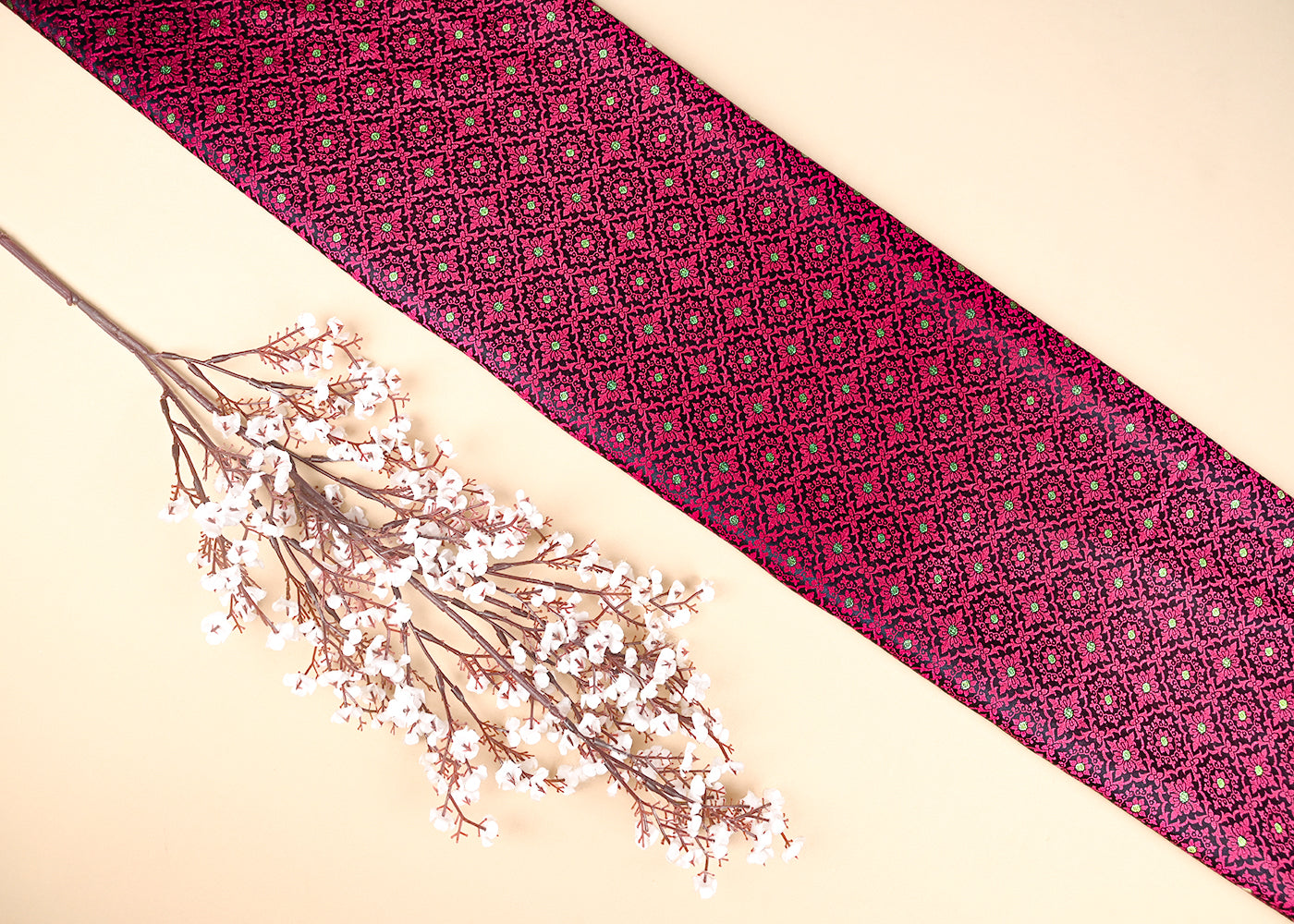 Black Banarasi Brocade Fabric With All Over Golden Zari Handloom 21919