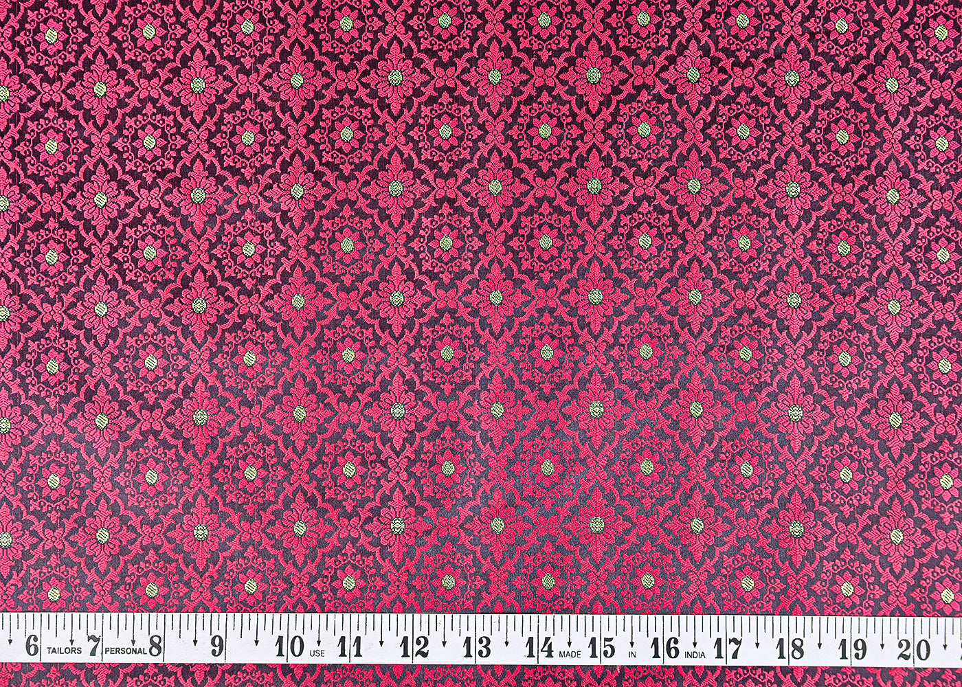 Black Banarasi Brocade Fabric With All Over Golden Zari Handloom 21919