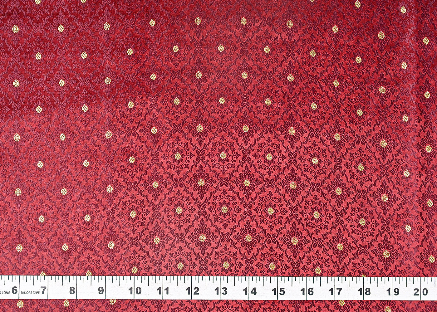 Maroon Banarasi Brocade Fabric With All Over Golden Zari Handloom 21921