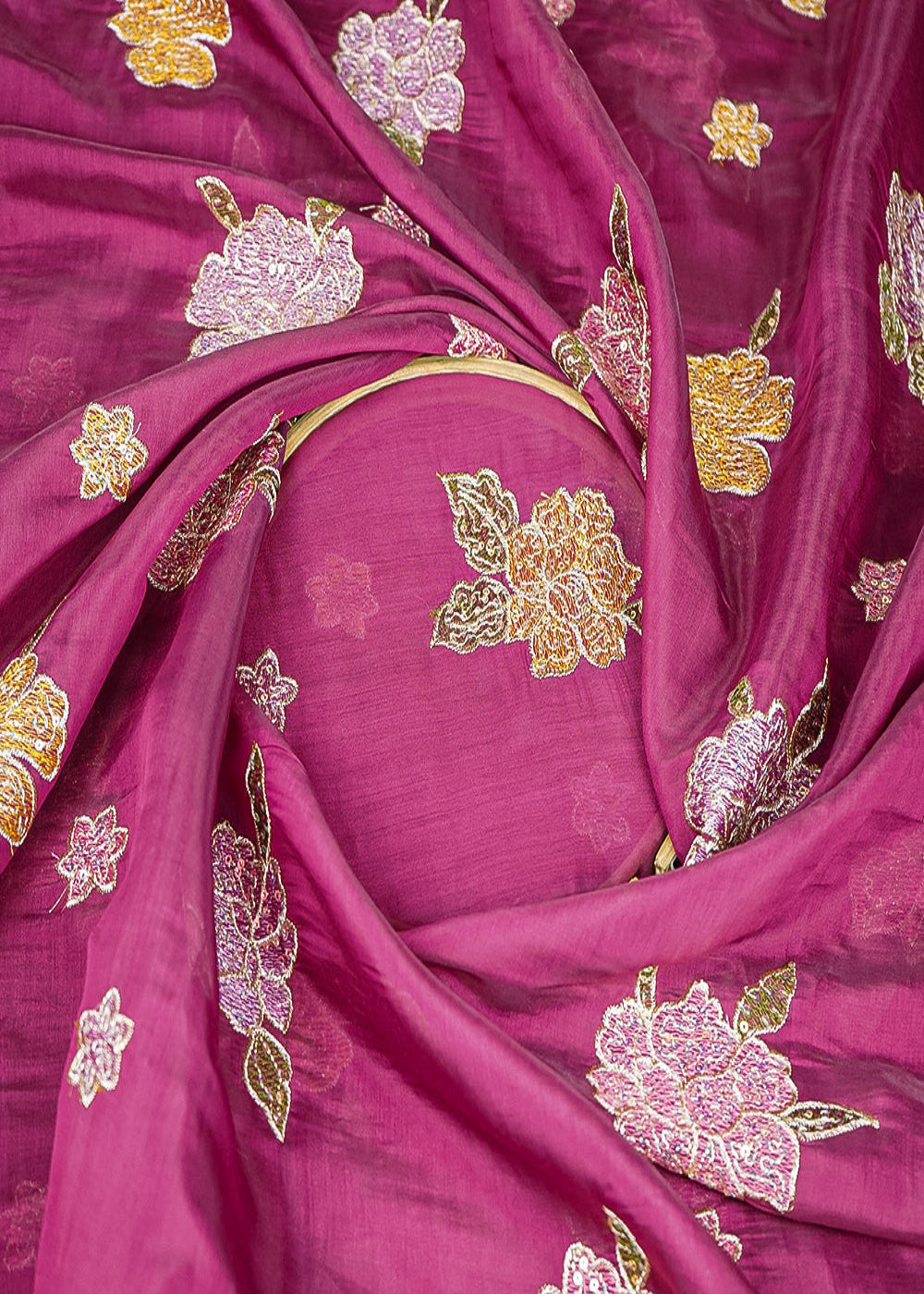 Purple-Chanderi-Fabric-With-All-Over-Floral-Motif-Of-Thread-Zari-And-Sequins-Work-21941-close-view