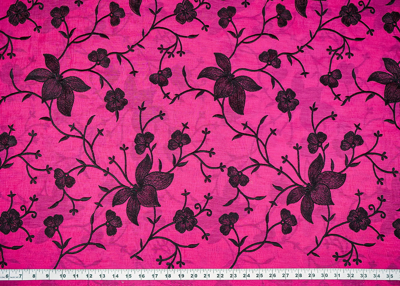 Pink Chanderi Fabric With All Over Thread Work 21947