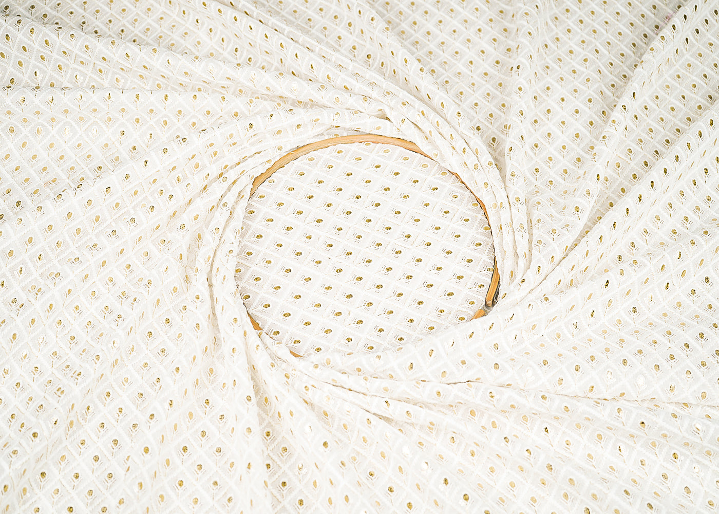 White Dyeable Georgette Fabric With All Over Zari, Sequins And Thread Work 21960