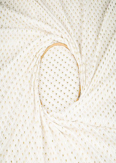 White Dyeable Georgette Fabric With All Over Zari, Sequins And Thread Work 21960