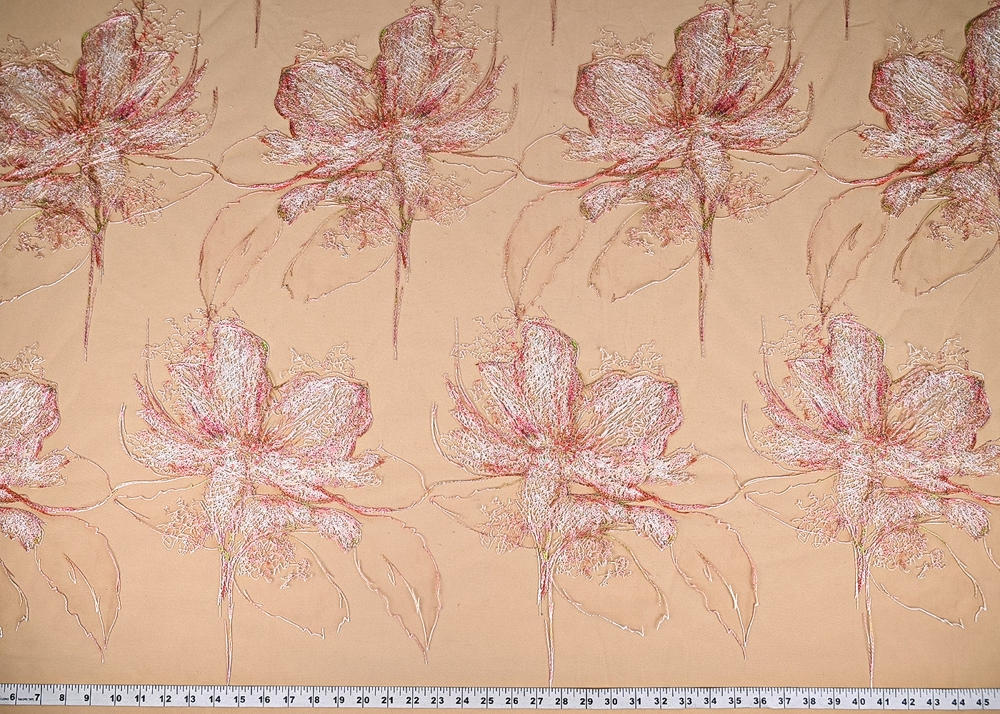 Peach-Imported-Net-Fabric-With-All-Over-Floral-Thread-Work-21971-measurement-view