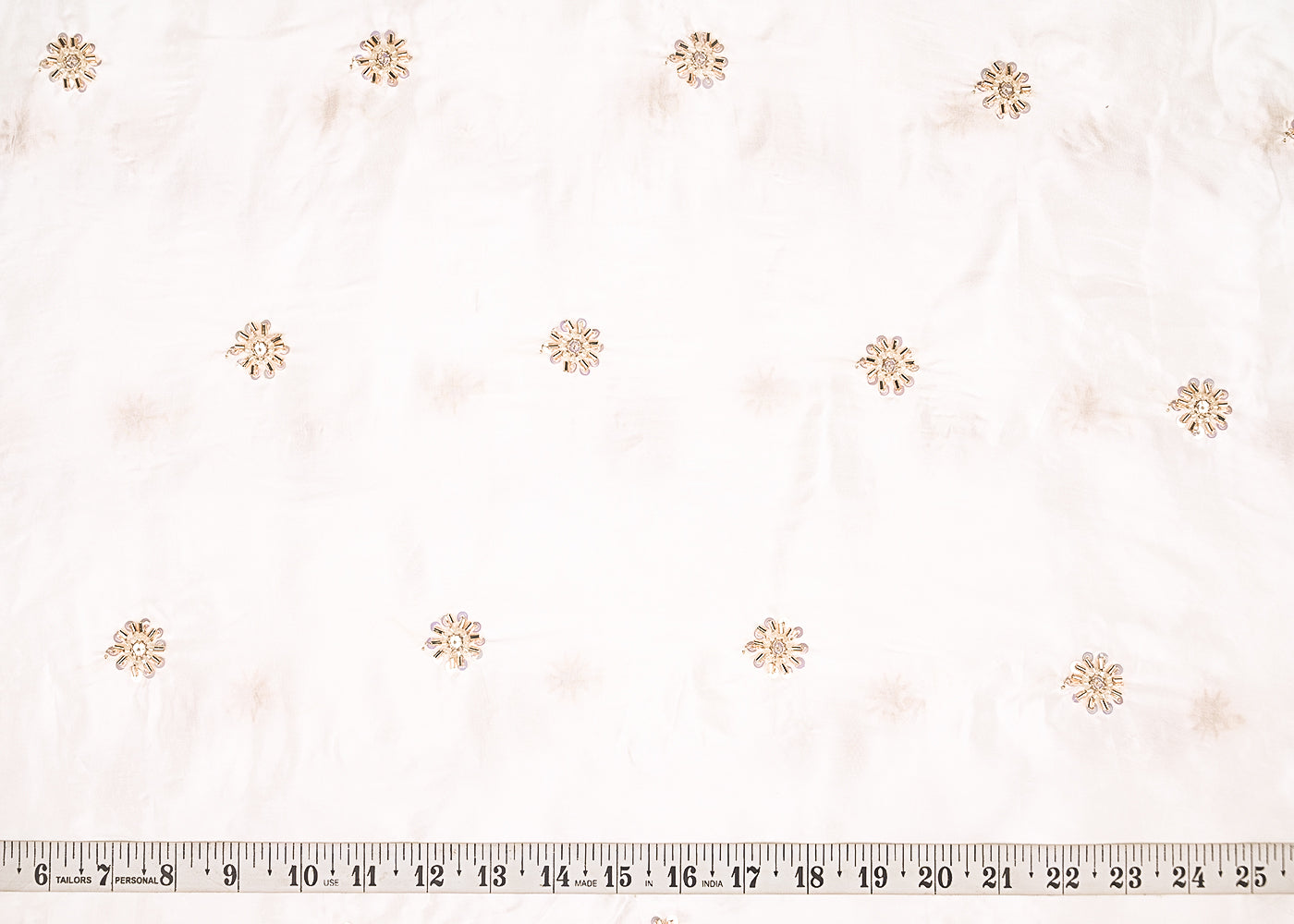 White Dyeable Crepe Fabric With All Over Buti Of Zari, Sequins, Katdana And Bead Work 21992