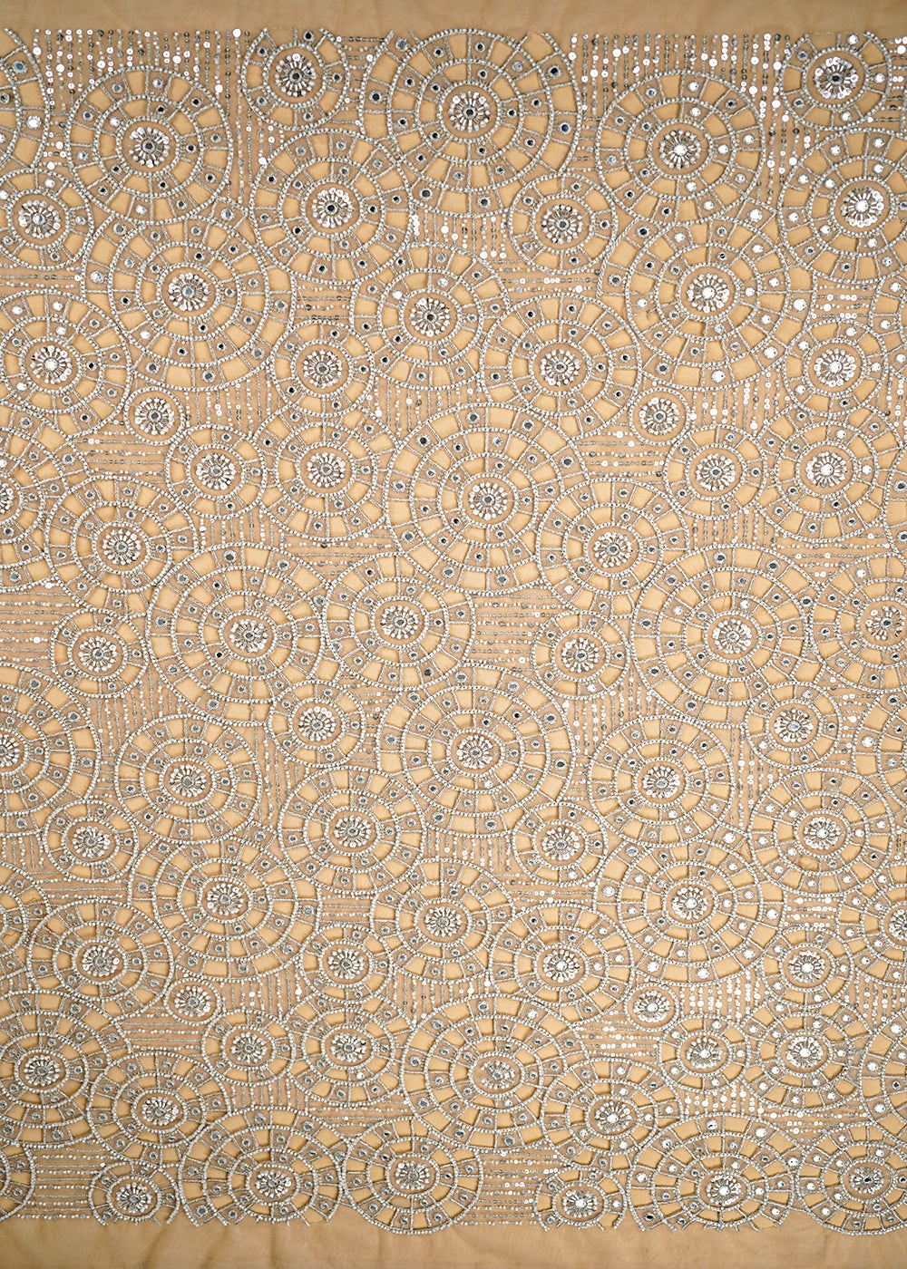Golden-Imported-Net-Fabric-With-All-Over-Zari-Bead-Faux-Mirror-Katdana-And-Cutwork-21999-work-view
