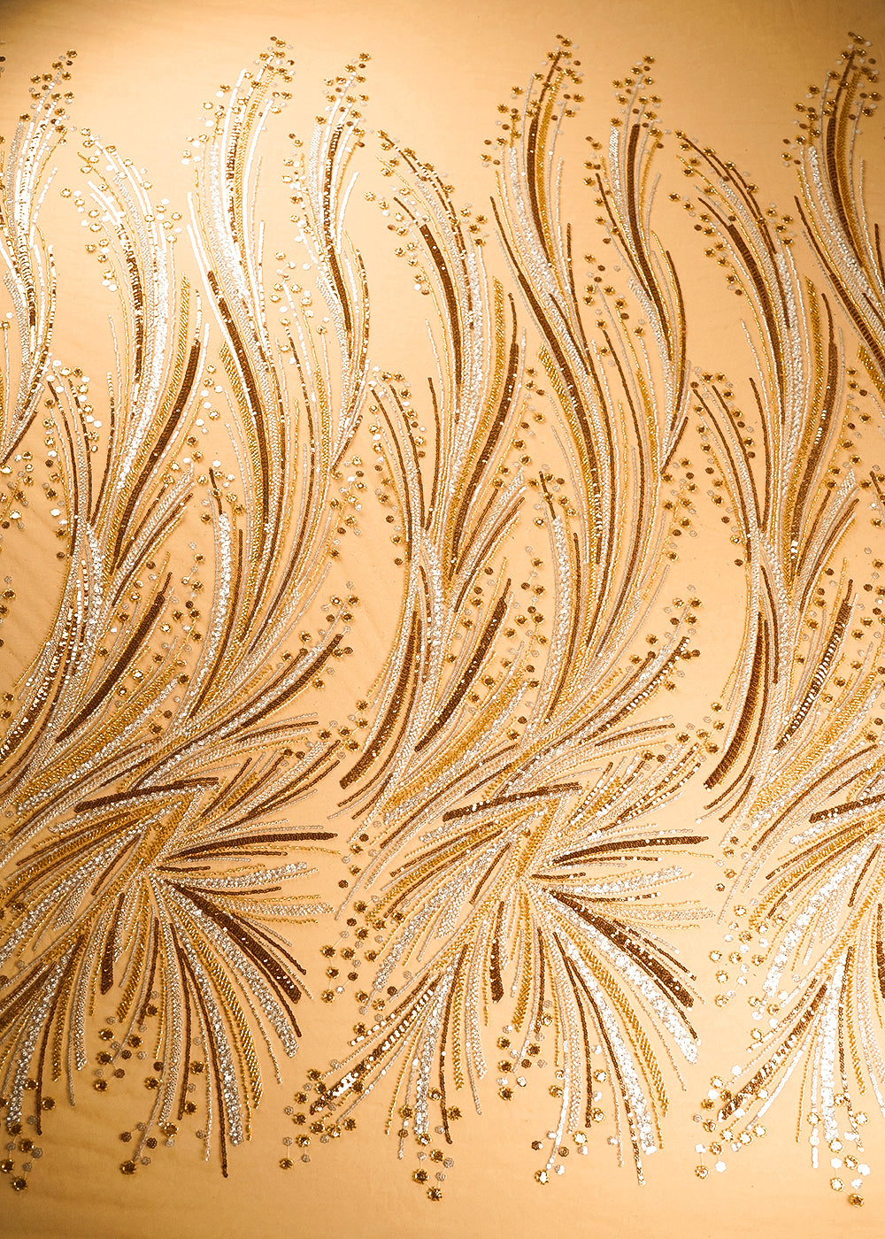 Golden Imported Net Fabric With All Over Sequins And Bead Work 22015