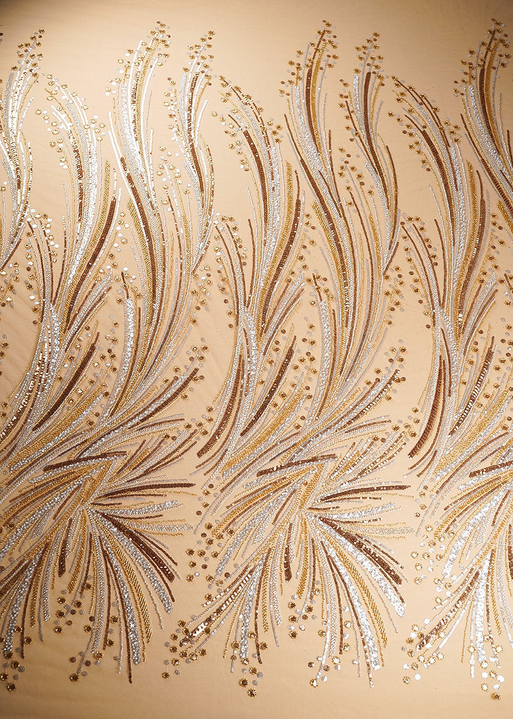 Golden Imported Net Fabric With All Over Sequins And Bead Work 22015